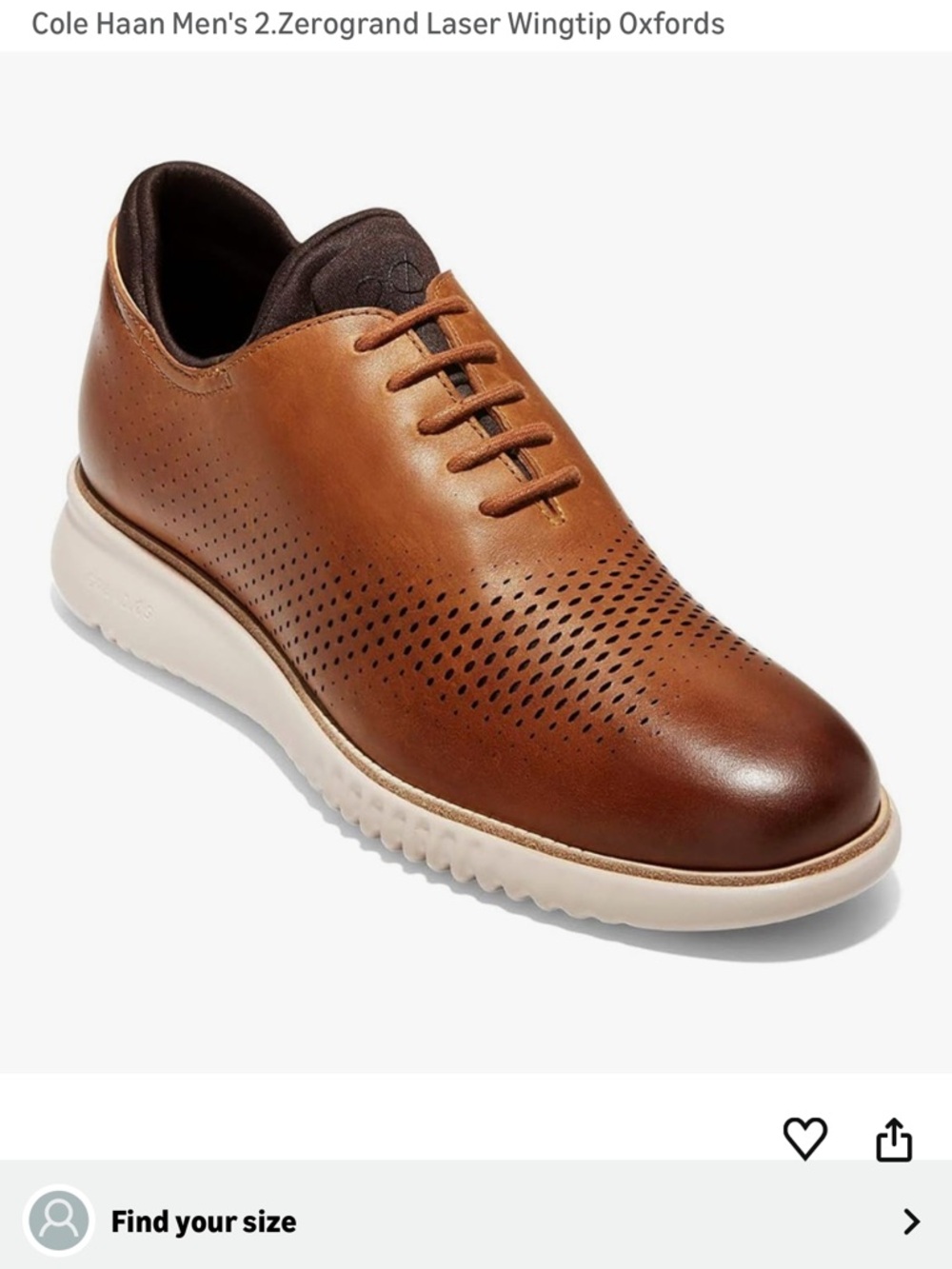 Cole Haan Brown Laser-Perforated Derby with Cream Sole